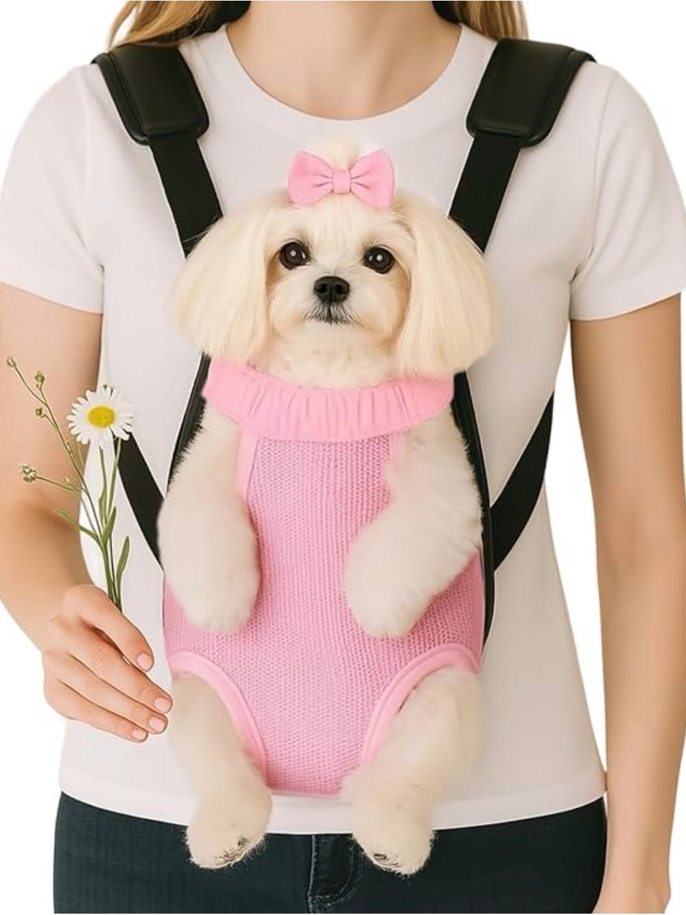 Adjustable shoulder straps Front- Harness carry for Small Dogs, Cats